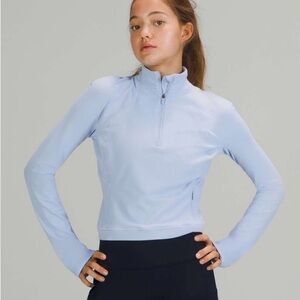 Lululemon Its Rulu Run Cropped Half-Zip, Blue Linen, Size 6